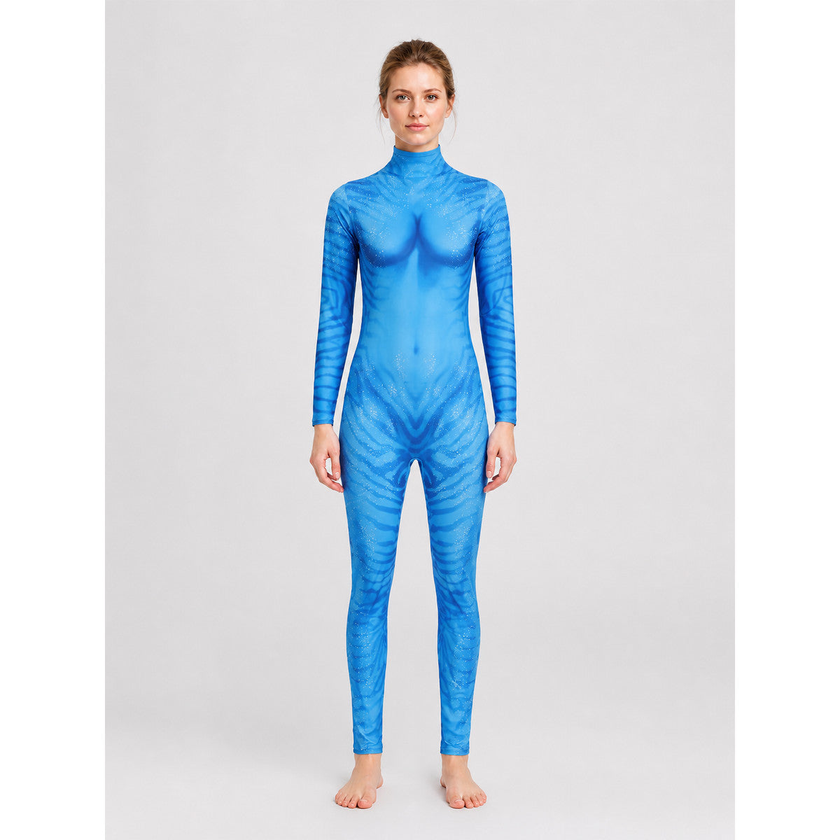 Avatar 3 Blue One-Piece Cosplay Costume on-model view