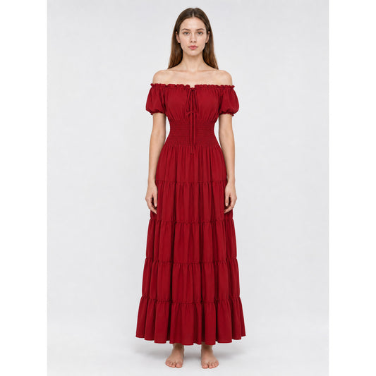 Medieval-Style Dress with a Tiered Skirt
