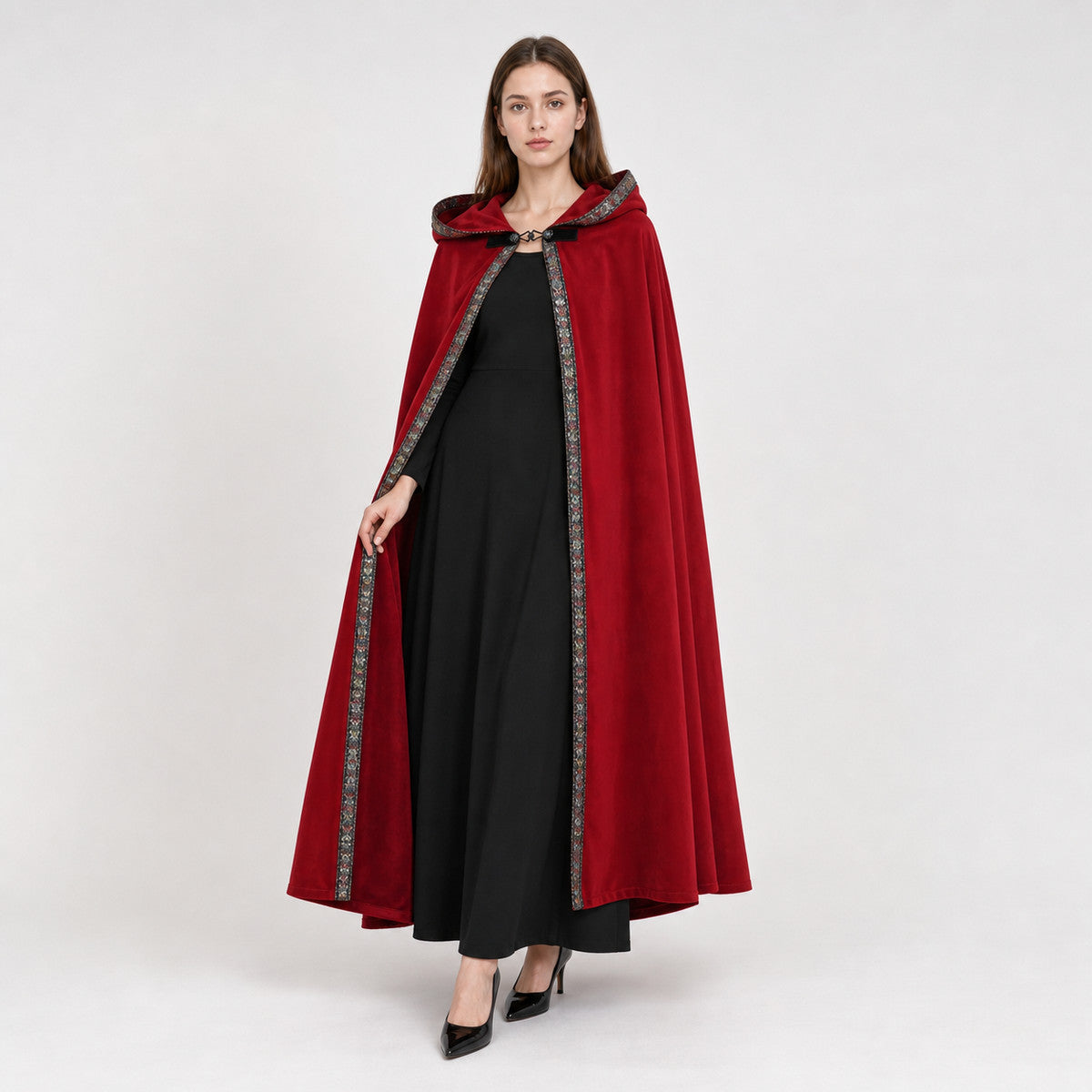 Red Hooded Carnival Cloak for Cosplay