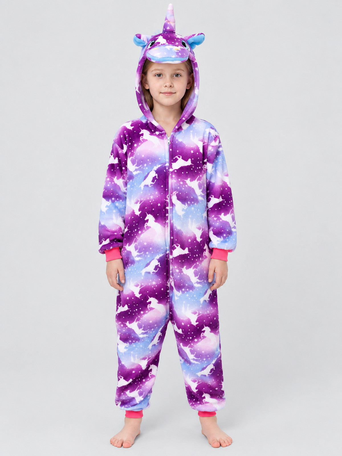 Kids' Hooded One-Piece Pajama with Horn and Tail