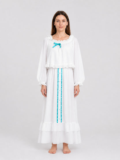 Amiya Arknights Pajama Dress, White, Long Sleeves on-model view