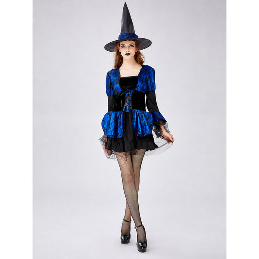 Witch Costume with a Full Skirt and Lacing