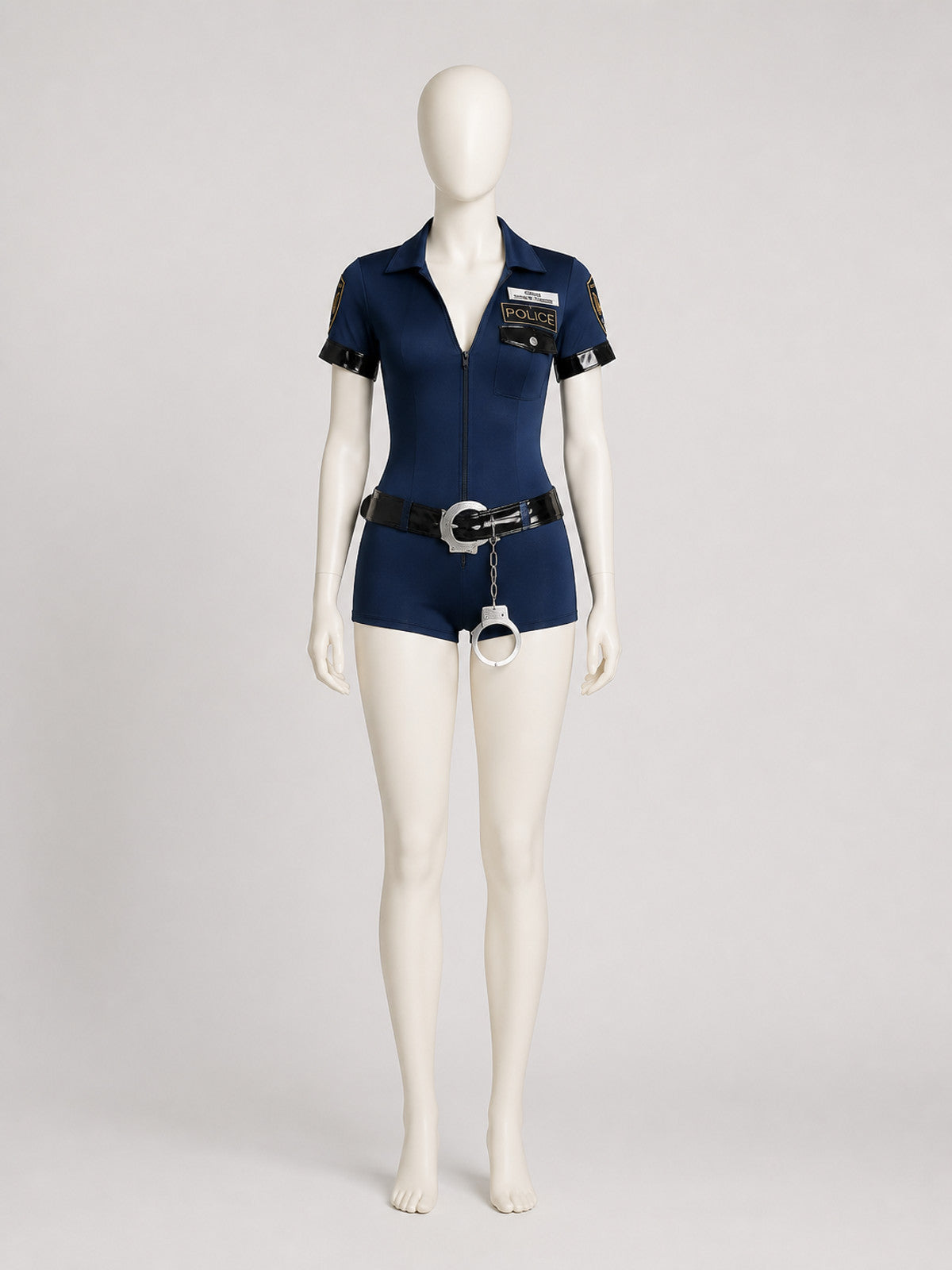 Police Cosplay Costume, Blue Jumpsuit on-model view