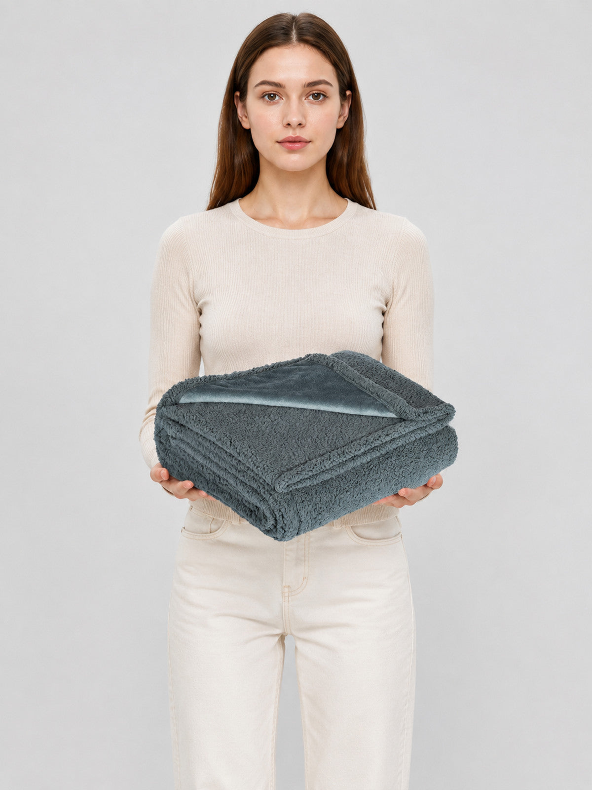Water-Resistant Pet Blanket, Gray on-model view
