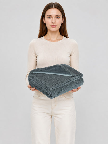 Water-Resistant Pet Blanket, Gray on-model view
