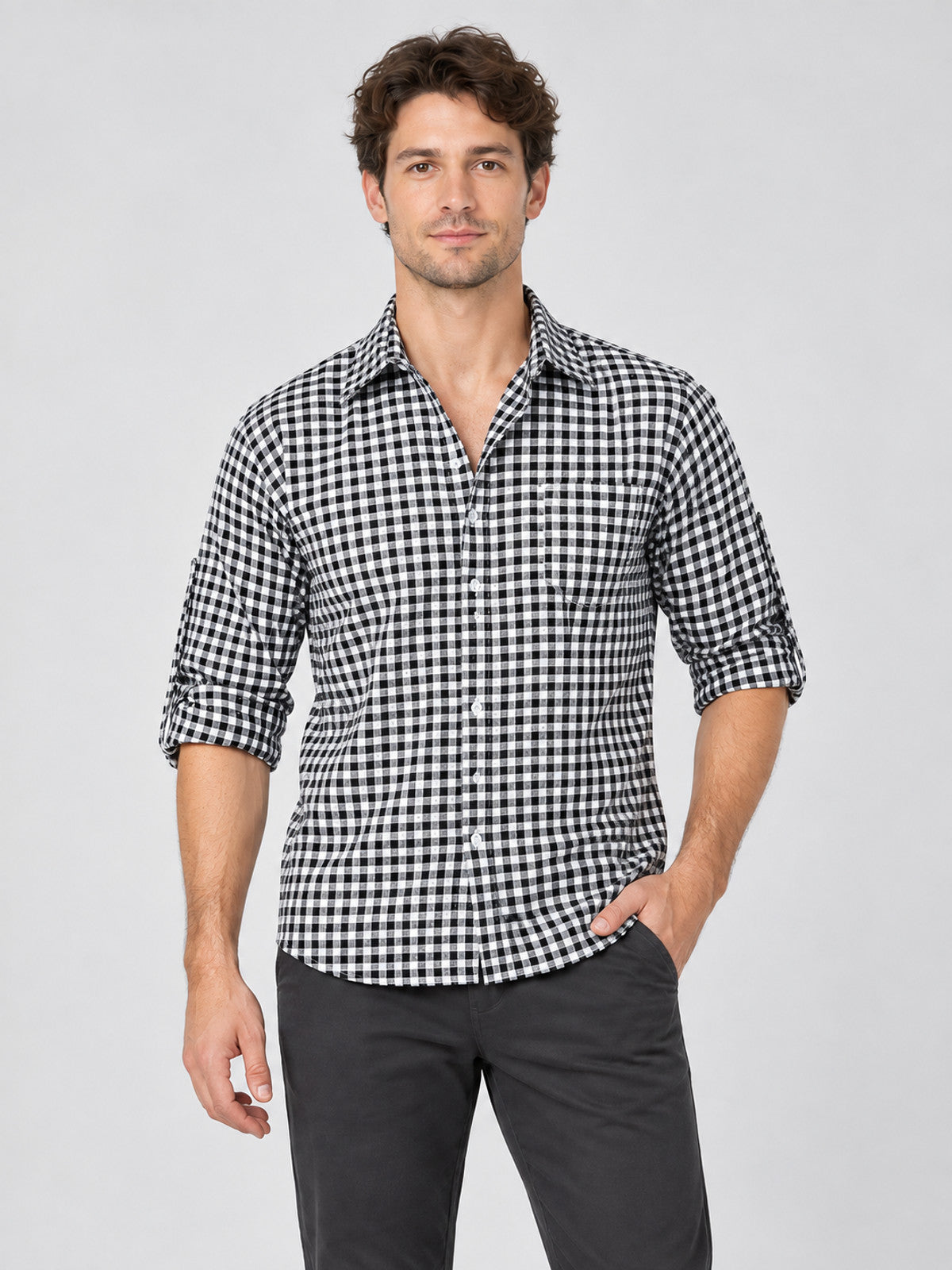 Black and White Checkered Shirt for Oktoberfest