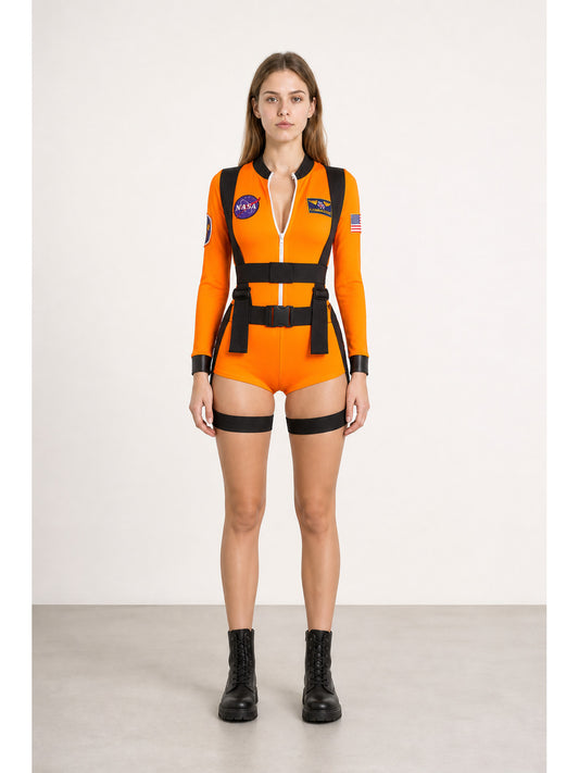 Orange Pilot Romper with Straps main product view