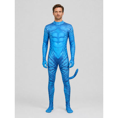 Alien cosplay jumpsuit with tail on-model view