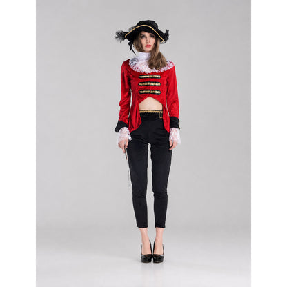 Black Pirate-Style Costume Pants on-model view
