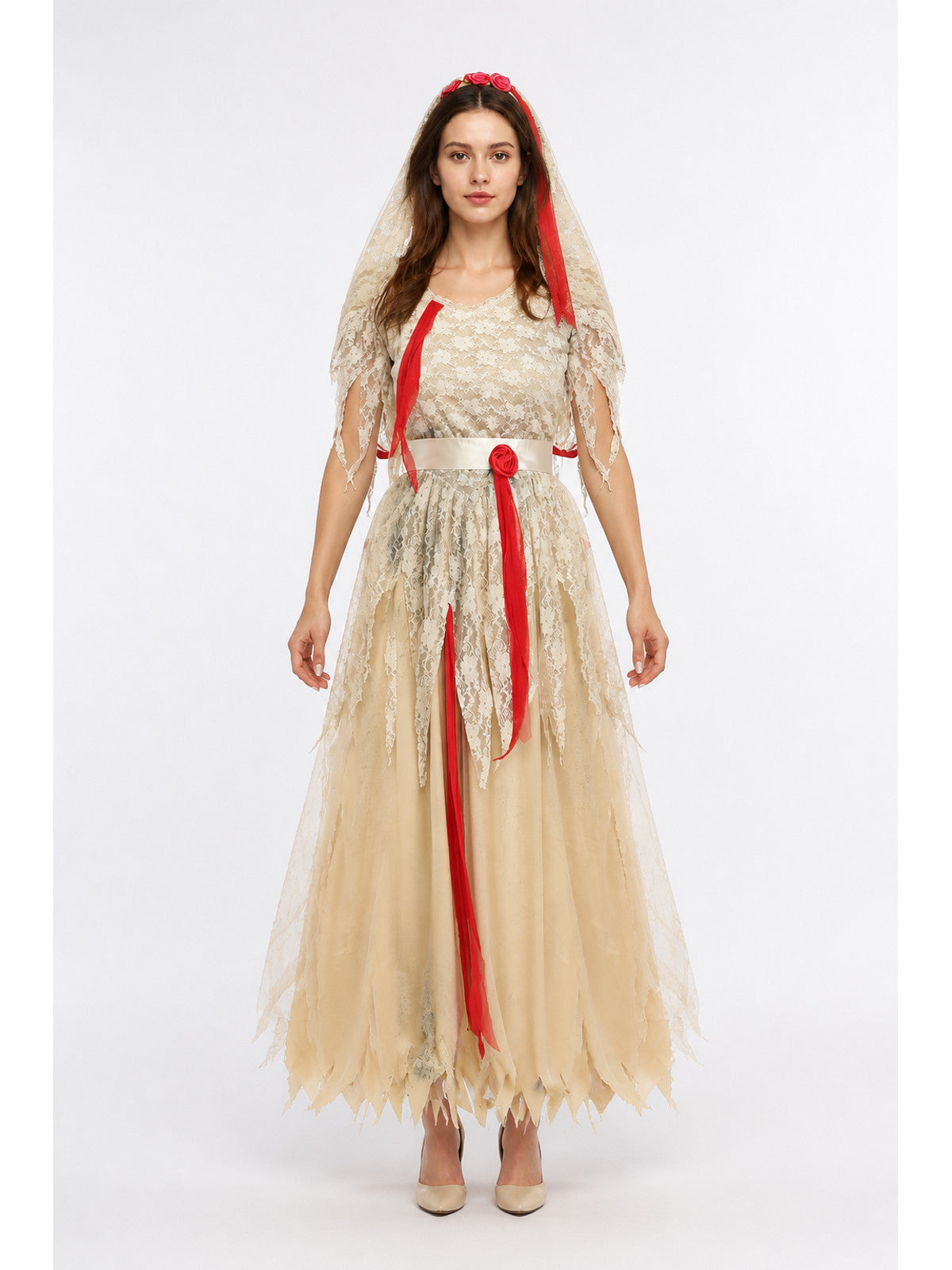 Carnival Costume Dress with Veil and Roses main product view