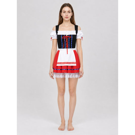 Oktoberfest-Style Costume Dress with Apron front view