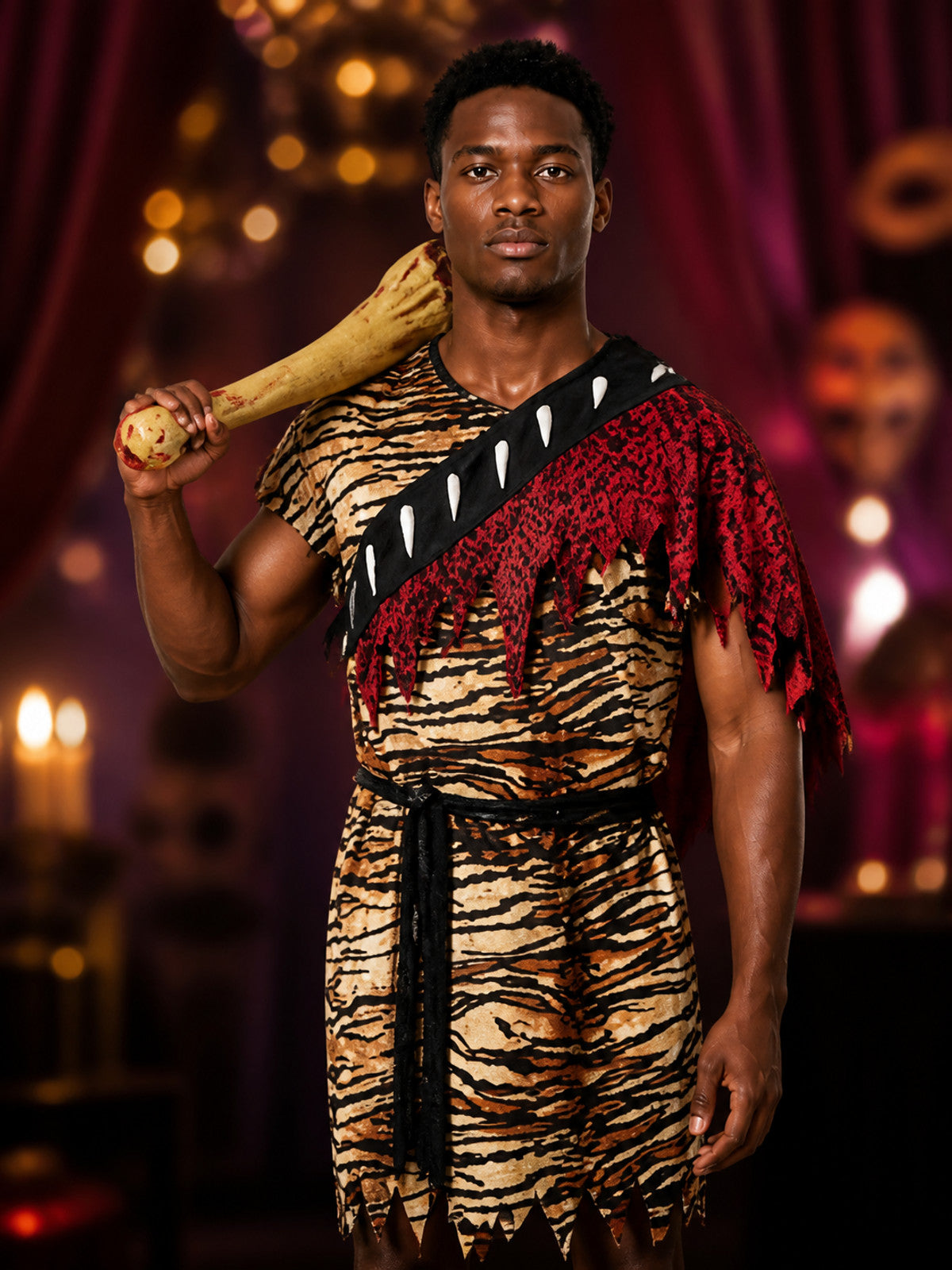 Tiger-Print Chief Jumpsuit Costume for Cosplay on-model view