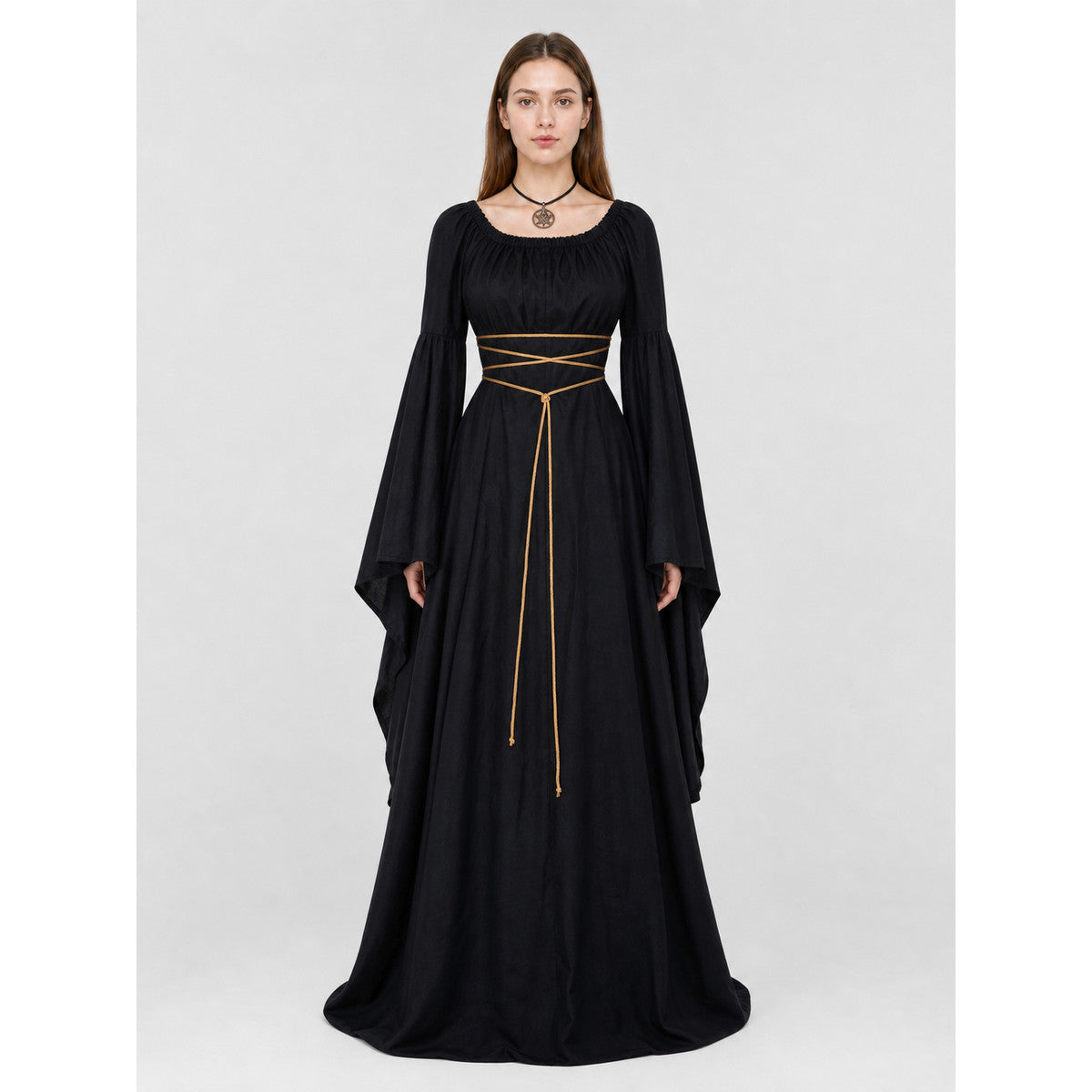Gothic Maxi Dress with Long Sleeves