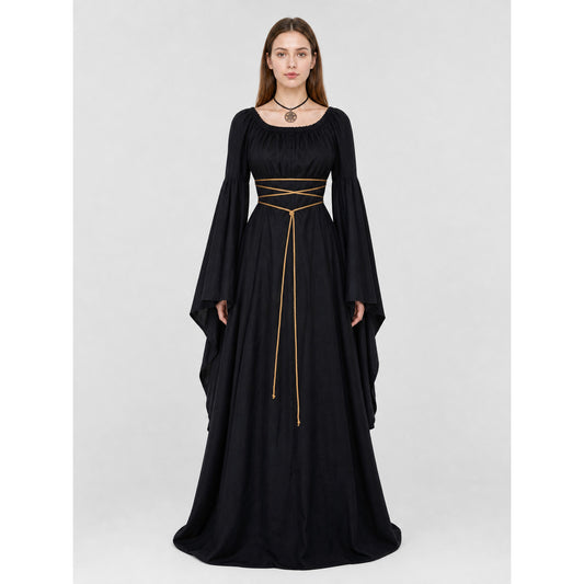 Gothic Maxi Dress with Long Sleeves