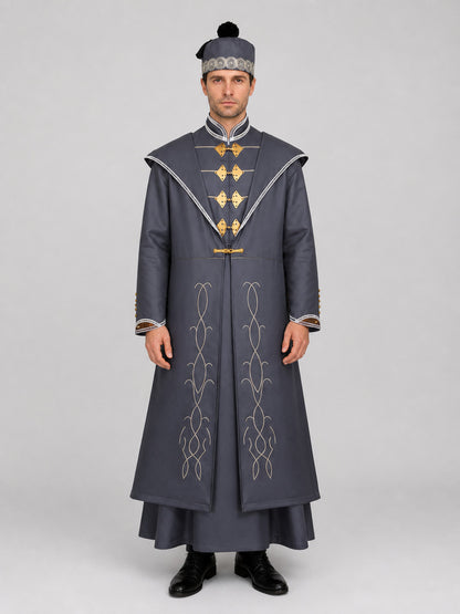 Dumbledore Cosplay Costume, Long Robe and Hat on-model view