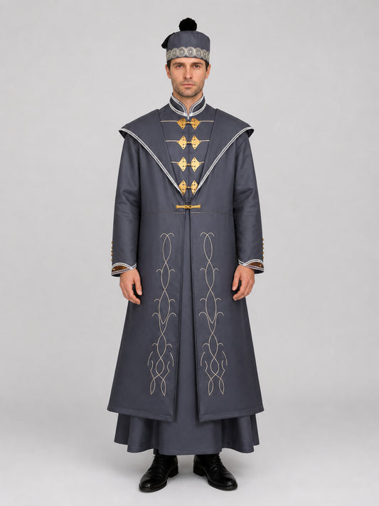 Dumbledore Cosplay Costume, Long Robe and Hat on-model view