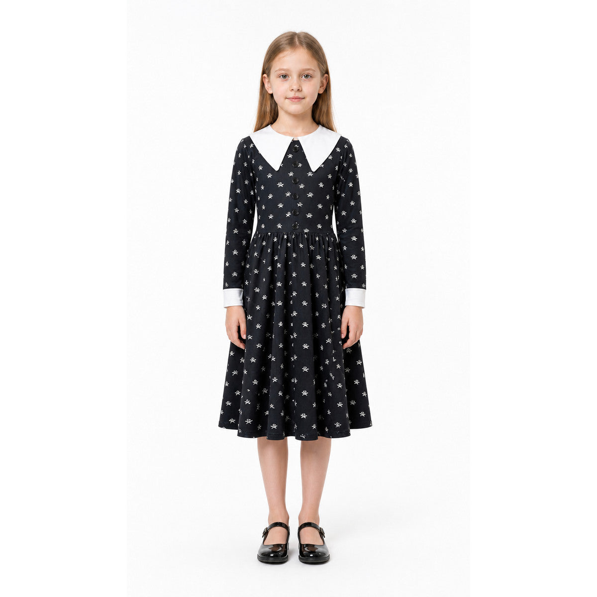 Children’s Halloween costume dress with skeleton print main product view
