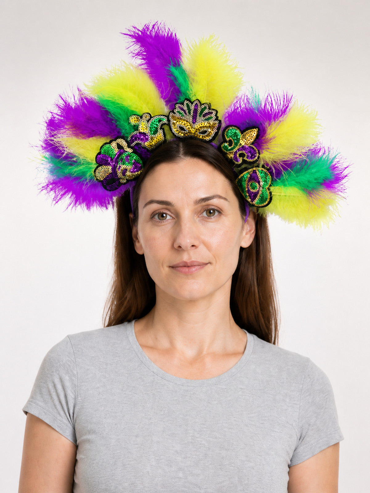 Halloween Carnival Headband with Feathers and Masks main product view