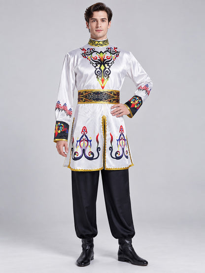 Stage Costume for Folk Dance White Black
