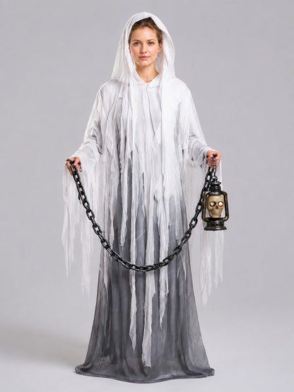 Ghost Costume with Tattered Robe and Lantern on-model view