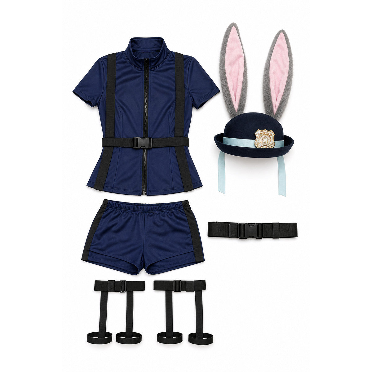 Rabbit Police Costume with Ears for Carnival on-model view