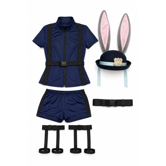 Rabbit Police Costume with Ears for Carnival