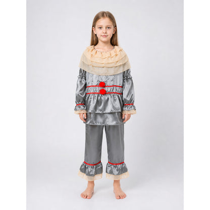 Clown Costume with Ruffles and Red Trim