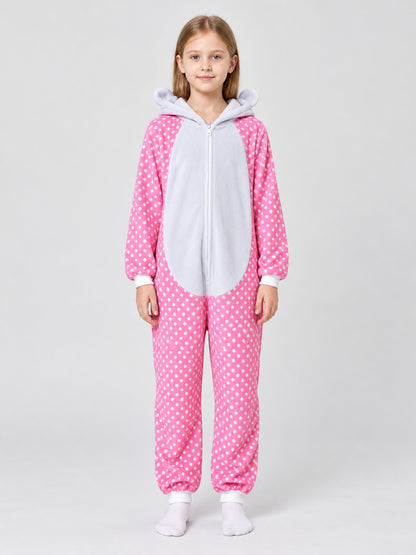 Pink Flannel Hooded Pajama Jumpsuit