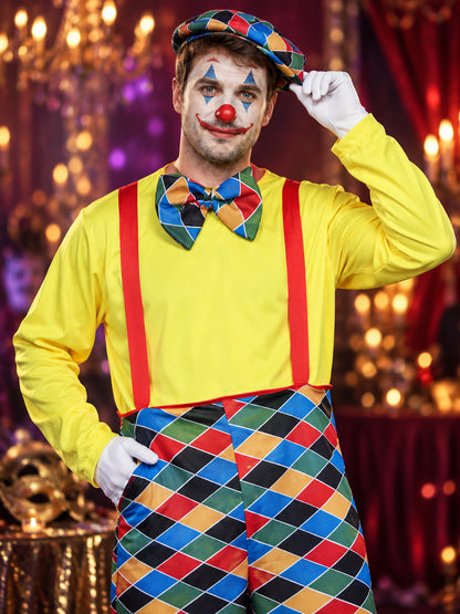 Adult Clown Costume with Hat and Bow Tie