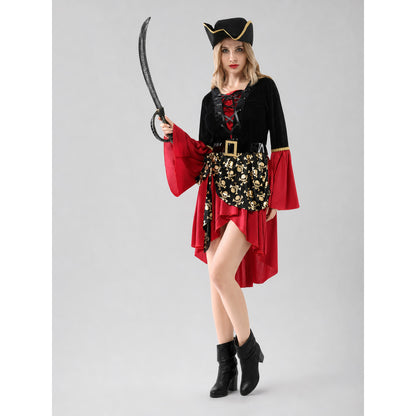 Pirate Costume with Dress, Hat, and Belt on-model view