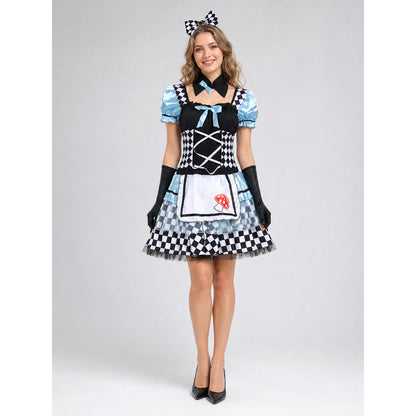 Stage Costume with Plaid Skirt and Decorative Details