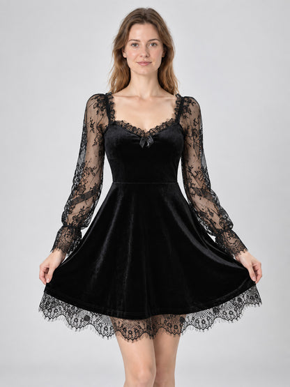 Black Lace Gothic Mini Dress