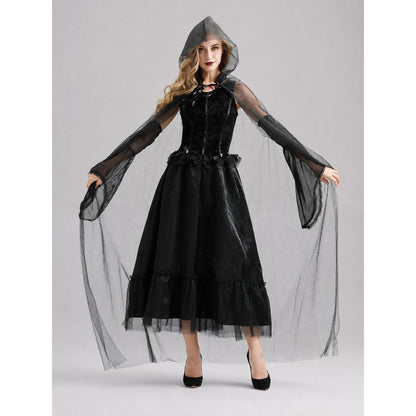 Gothic Hooded Dress with Black Cape