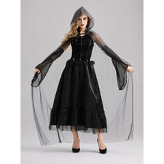 Black Gothic-Style Dress and Hooded Cape
