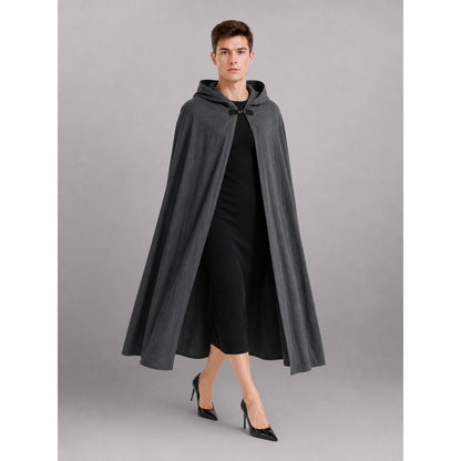 Gray Long Hooded Carnival Cloak
