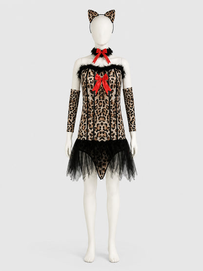 Cat Costume with Leopard Print and Ears