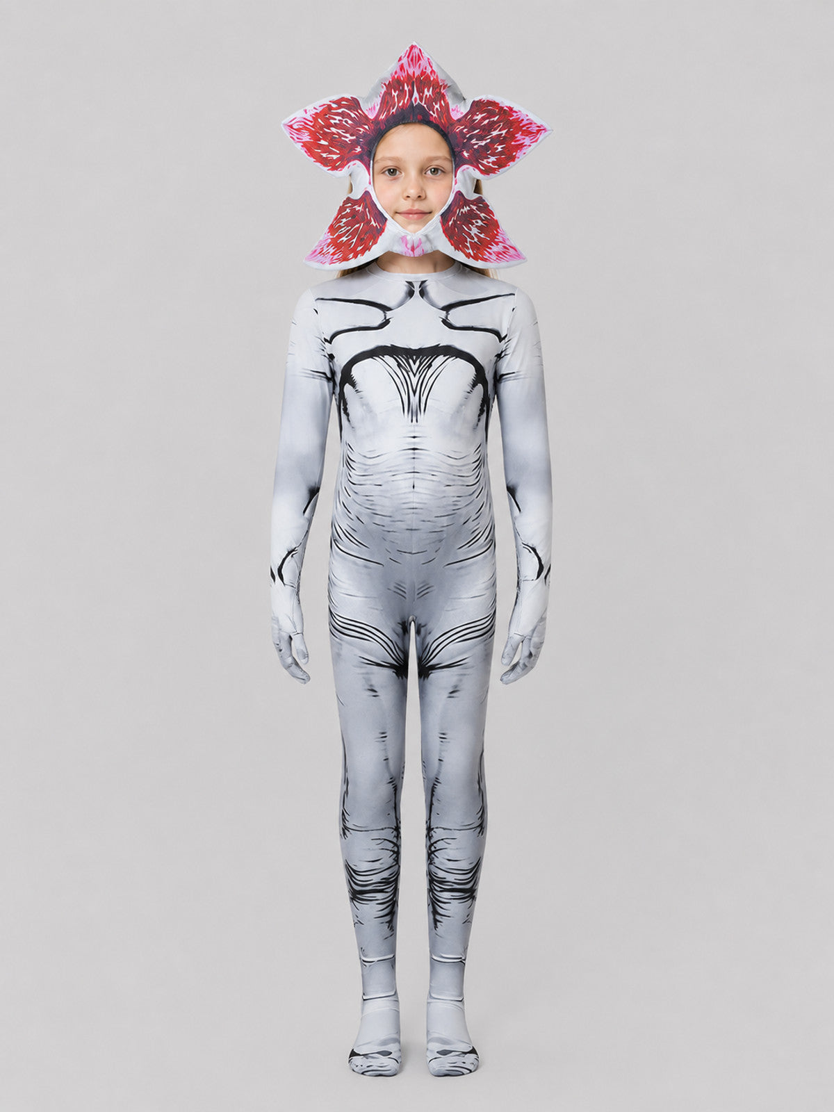 Carnivorous Plant Cosplay Costume Jumpsuit with Hood on-model view