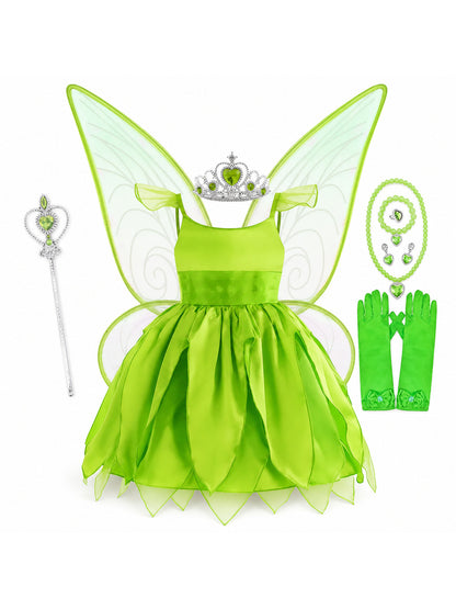 Disney Flower Fairy Dress Up Girls Cosplay Princess Dress Wings Halloween Elves main product view