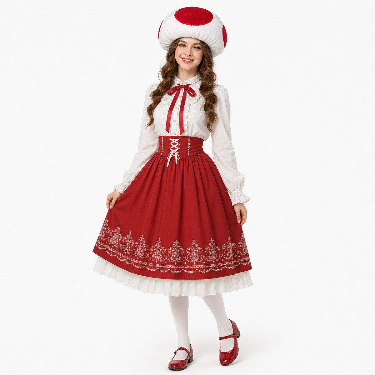Carnival Mushroom Hat with Red Decorations