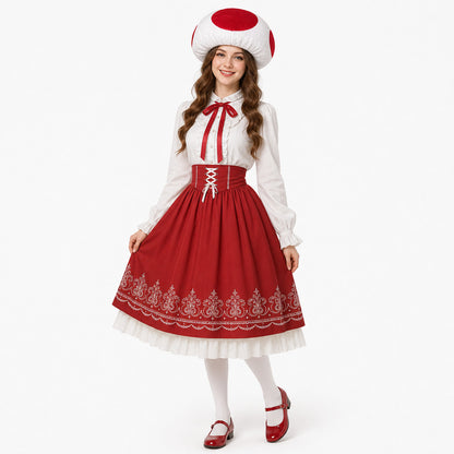 Carnival Mushroom Hat with Red Decorations