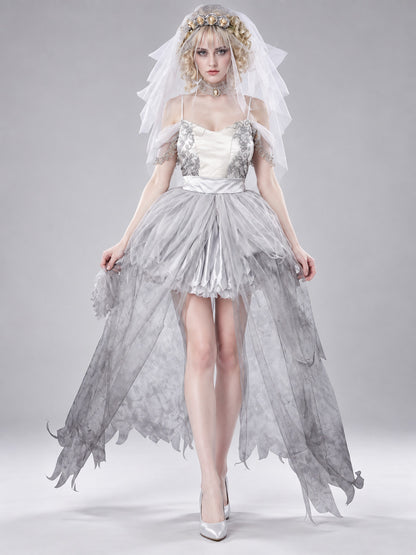 Ghost Bride Costume White with Veil