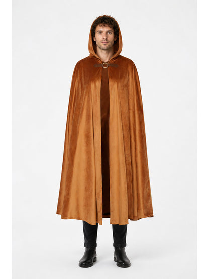Medieval Suede Hooded Cloak for Halloween