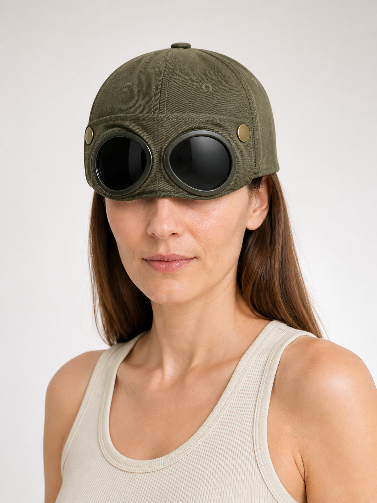 Carnival headwear, khaki cap with goggles