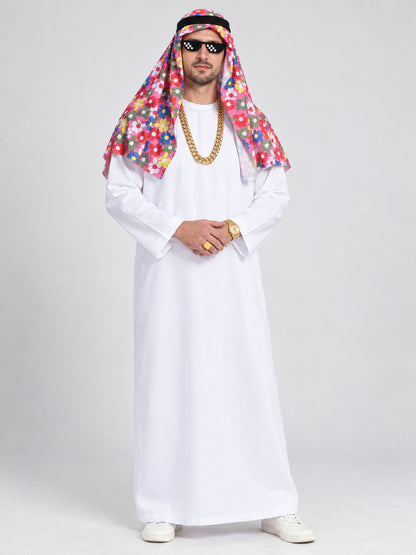 Carnival Costume with Head Scarf and Gold-Tone Accessories
