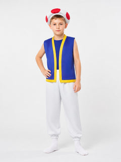 Super Mario Toad Halloween and Cosplay Costume with White Hat
