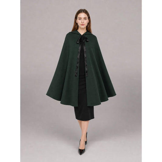 Green hooded medieval costume cloak