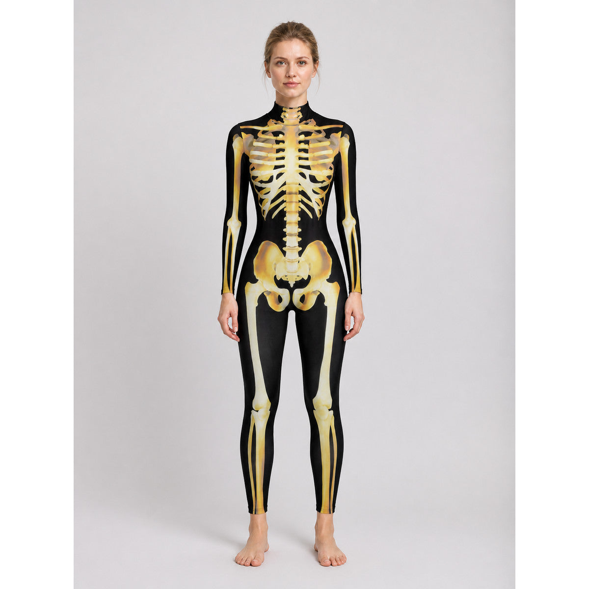 Skeleton Bodysuit with Bone Print for Cosplay on-model view