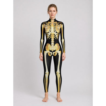 Skeleton Bodysuit with Bone Print for Cosplay on-model view