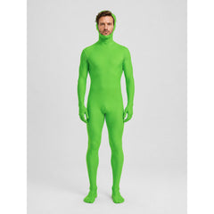 Green skin-tight jumpsuit for chroma key and Halloween