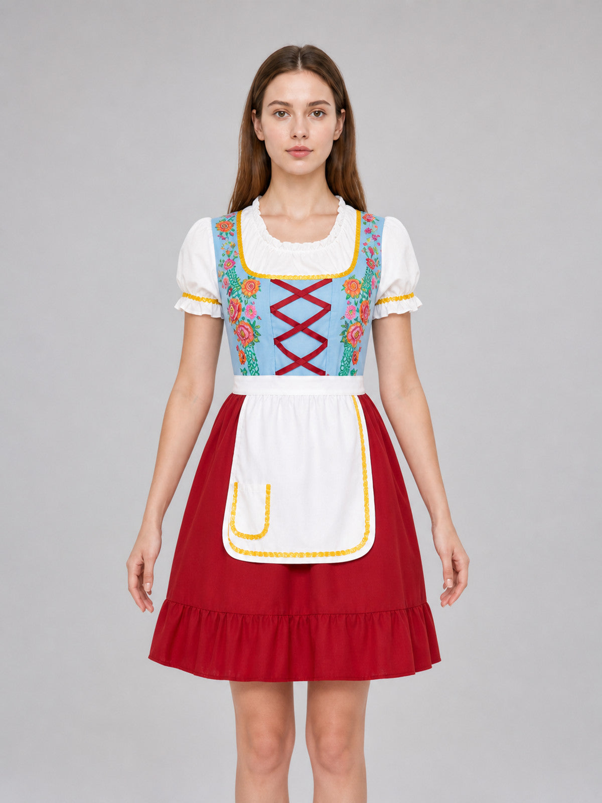 Bavarian Carnival Dress with Apron for Oktoberfest front view